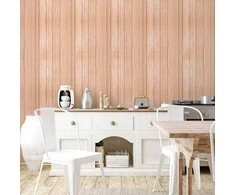 Artgeist Tapetas - Light Wood - Vertical panels in a warm beige shade.