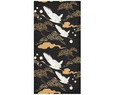 Artgeist Tapetas - Oriental impressions - decorative pattern with a motif of flying cranes on a dark background