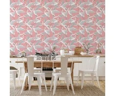 Artgeist Tapetas - Pastel birds – a delicate pattern of baltas and pilkas herons on a light pink background