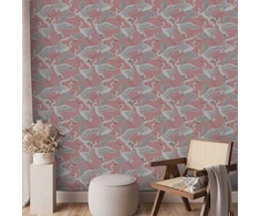 Artgeist Tapetas - Pastel birds – a delicate pattern of baltas and pilkas herons on a light pink background