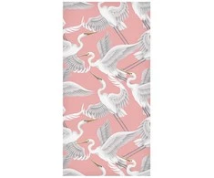 Artgeist Tapetas - Pastel birds – a delicate pattern of baltas and pilkas herons on a light pink background