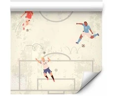 Artgeist Tapetas - Soccer Game - Illustration of soccer players in action on the field.