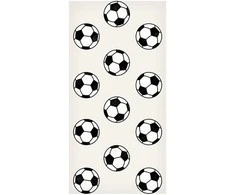 Artgeist Tapetas - Soccer - Symmetrical juodas-and-baltas soccer balls on a beige background.
