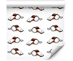 Artgeist Tapetas - Soccer Whistles - Juodas and baltas with red accents on a baltas background.