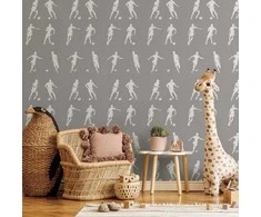 Artgeist Tapetas - Sports Silhouettes - Dynamic figures of soccer players on a pilka background.