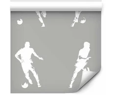 Artgeist Tapetas - Sports Silhouettes - Dynamic figures of soccer players on a pilka background.