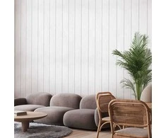 Artgeist Tapetas - Vertical Lines - Baltas background with a delicate wood pattern vertically.