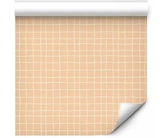 Artgeist Tapetas - Waving Lines - Creamy Grid on a Noisy Pastel Background