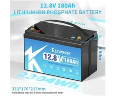 Akumuliatorius KEPWORTH Lithium LifePo4 akumuliatorius 12V 180Ah (333x176x217mm, 16kg) IP65 Atsparus vandeniui SU PAKROVĖJU