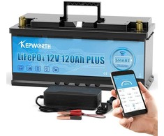 Akumuliatorius Ličio-geležies Kepworth 12V 120AH LiFePO4 SU PAKROVĖJU IR Bluetooth smart
