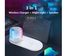 Garso kolonėlė su RGB apšvietimu ir belaidžiu telefono įkrovikliu