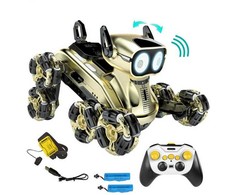 Interaktyvus šuo robotas, valdomas nuotolinio valdymo pultu ir rankų gestais, auksinė spalva