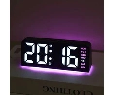 Modernus RGB LED stalinis laikrodis su savaitės dienų indikacija ir spalvotu apšvietimu