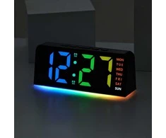 Modernus RGB LED stalinis laikrodis su savaitės dienų indikacija ir spalvotu apšvietimu