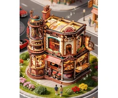 Robotime 3D medinis mechaninis konstruktorius Dream Coffee Factory