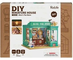 Robotime Mini namas 3D konstruktorius Alice's Tea Store
