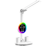 Stalinis LED šviestuvas su termometru, kalendoriumi, laikrodžiu ir RGB ekrano apšvietimu