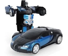 Transformuojamas nuotolinio valdymo automobilis - robotas 2 in 1 su LED šviesomis ir 360° drift funkcija (mėlynas)
