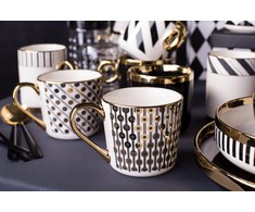 Altom Design Palazzo puodelis, 350ml, kreminės/aukso spalvos