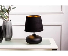 STALINĖ LEMPA SU JUODU KERAMINIU PAGRINDU 21X30 CM IR ŠVIESTUVU JUODA-AUKSINĖ