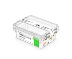 Orplast Antibakterinis 2 vnt. maisto indelių su sidabrino mikrodalelėmis, su dangteliu ir spaustukais rinkinys, 1,15 l