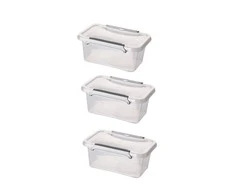Orplast Antibacterial set of 3 pieces of food containers with micro-particles of sidabrinis, with lid and clips 500ml