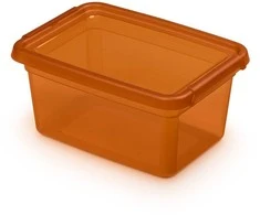 Orplast Basestore container with lid and clips, 14x19x9 cm, 1,5 L amber