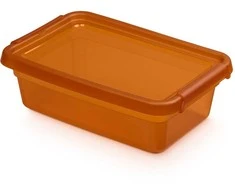 Orplast Basestore container with lid and clips, 19x28x9 cm, 3 L amber