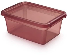 Orplast Basestore container with lid and clips, 28x38x16 cm 12,5 L rhubarb