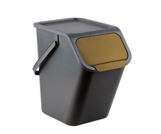 Practic BINI waste segregation bin color juodas / juodas garbage can, juodas lid, ruda flap /