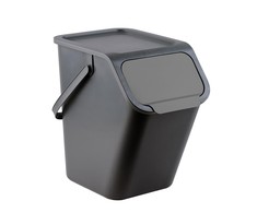 Practic BINI waste segregation garbage can color juodas / juodas garbage can, juodas lid, pilka flap /