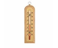 Indoor thermometer wooden golden scale 15x4,3cm bow