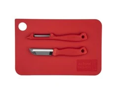 Lenta 24x16 cm su grandikliu ir daržovių peiliuku 6 cm raudona