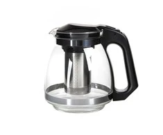 Juodas stiklinis arbatinukas 1,5 l su filtru