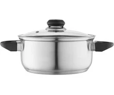 Leoplast Steel Emilio nerūdijančio plieno puodas, 2,5 l, 20 cm, su stikliniu dangčiu