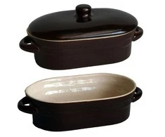Altom Design Molinis ovalus puodas su dangčiu Krystynka 24x13x10cm/1L rudas