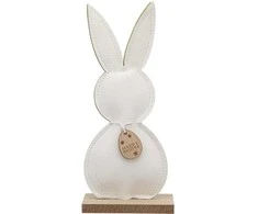 Leather baltas rabbit with pendant 9x4,5x20,5 cm