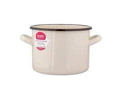 Altom Design Emaliuotas tiesus puodas, 3,3 l; skersmuo 18 cm; aukštis 14 cm, kreminės spalvos