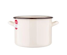 Altom Design Emaliuotas tiesus puodas, 4,4 l; skersmuo 20 cm; aukštis 1,5 cm, kreminės spalvos