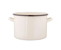 Altom Design Emaliuotas tiesus puodas, 5,8 l; skersmuo 22 cm; aukštis 16 cm, kreminės spalvos