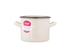 Altom Design Enamelled straight puodas, 1,5 L; diameter 14 cm; height 11 cm, cream