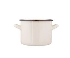 Altom Design Emaliuotas tiesus puodas, 2,2 l; skersmuo 16 cm; aukštis 12 cm, kreminės spalvos