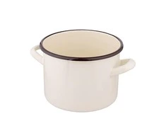 Altom Design Emaliuotas tiesus puodas, 2,2 l; skersmuo 16 cm; aukštis 12 cm, kreminės spalvos