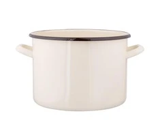 Altom Design Emaliuotas tiesus puodas, 7,5 l; skersmuo 24 cm; aukštis 17 cm, kreminės spalvos