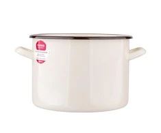 Altom Design Emaliuotas tiesus puodas, 7,5 l; skersmuo 24 cm; aukštis 17 cm, kreminės spalvos