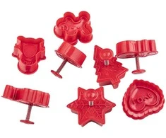 Set of 8 cutters with stamping function, Christmas theme, 6,5x6,5x4 cm