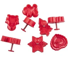 Set of 8 cutters with stamping function, Christmas theme, 6,5x6,5x4 cm