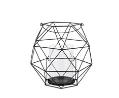 Lumarko Juodas metal candle holder with glass 22x22x22 cm