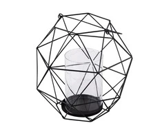 Lumarko Juodas metal candle holder with glass 22x22x22 cm
