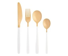 AltomDesign "Noble Gold Baltas" stalo įrankių rinkinys 24 dalių - 6 asmenims, Aukso / Baltos spalvos